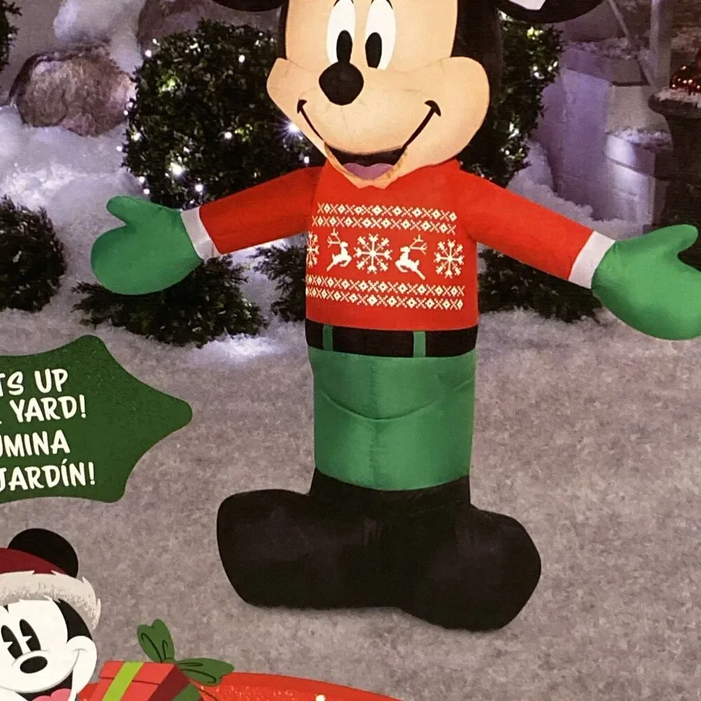 NEW Disney Christmas Mickey Mouse Santa Claus 3.5’ Airblown Inflatable Light Box